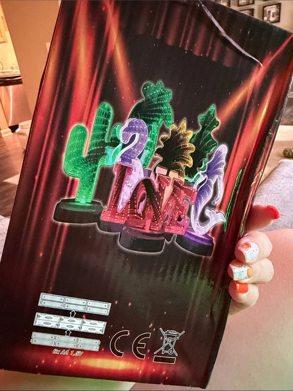 LED Cactus Night Light Mirror Tunnel lamp - Green
